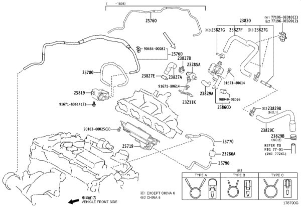 Vacuum transfer hose assembly 25760-36041 for Toyota Harrier