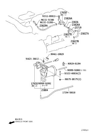 Vacuum Switch Valve Hose 23827-50190 for Lexus GS