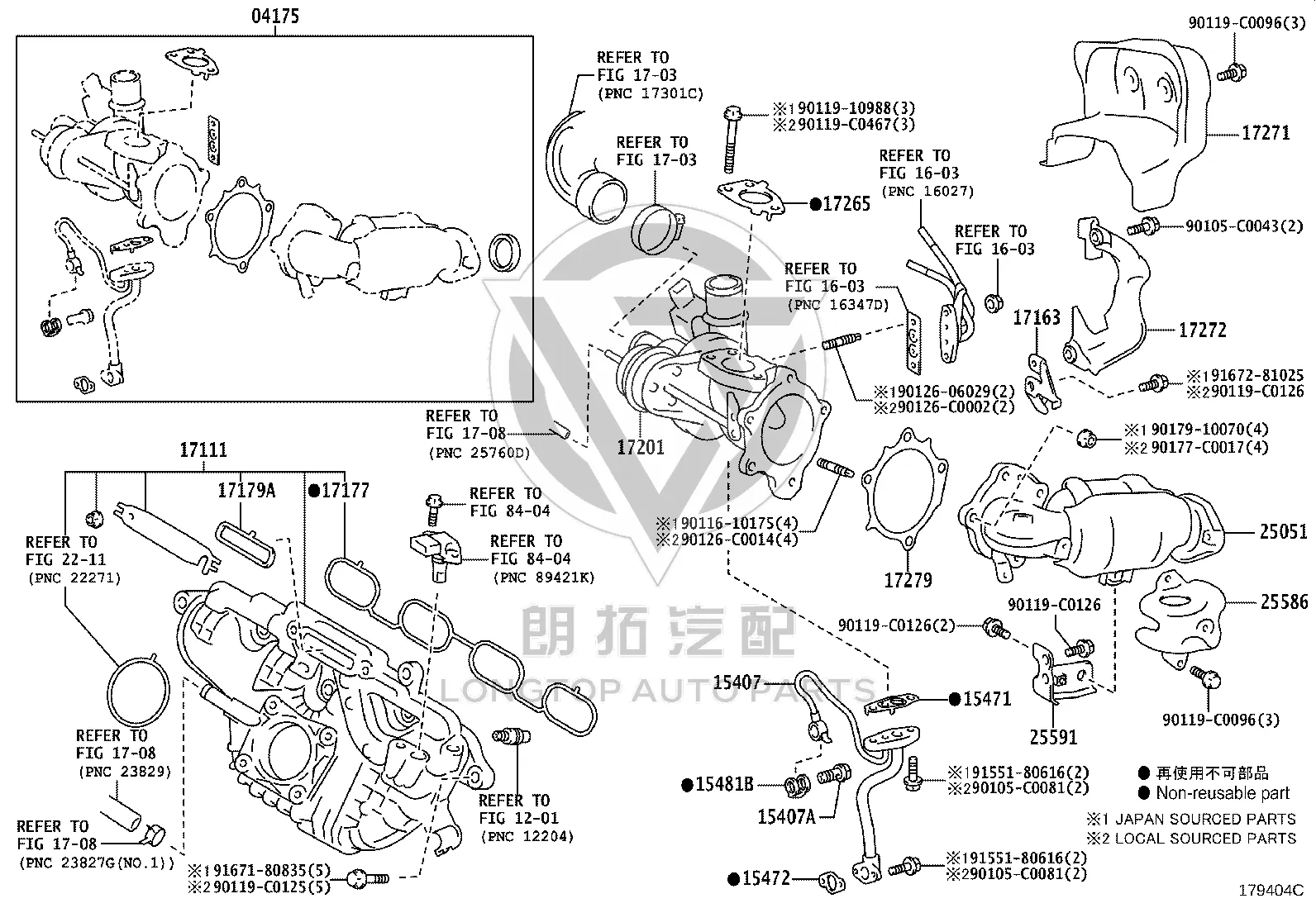 LongTopAuto Toyota Corolla GPF Clogging: Short Trips, Regeneration, and the Exhaust Parts Behind the Fix 25051-0Y120 three-way catalytic converter parts diagram