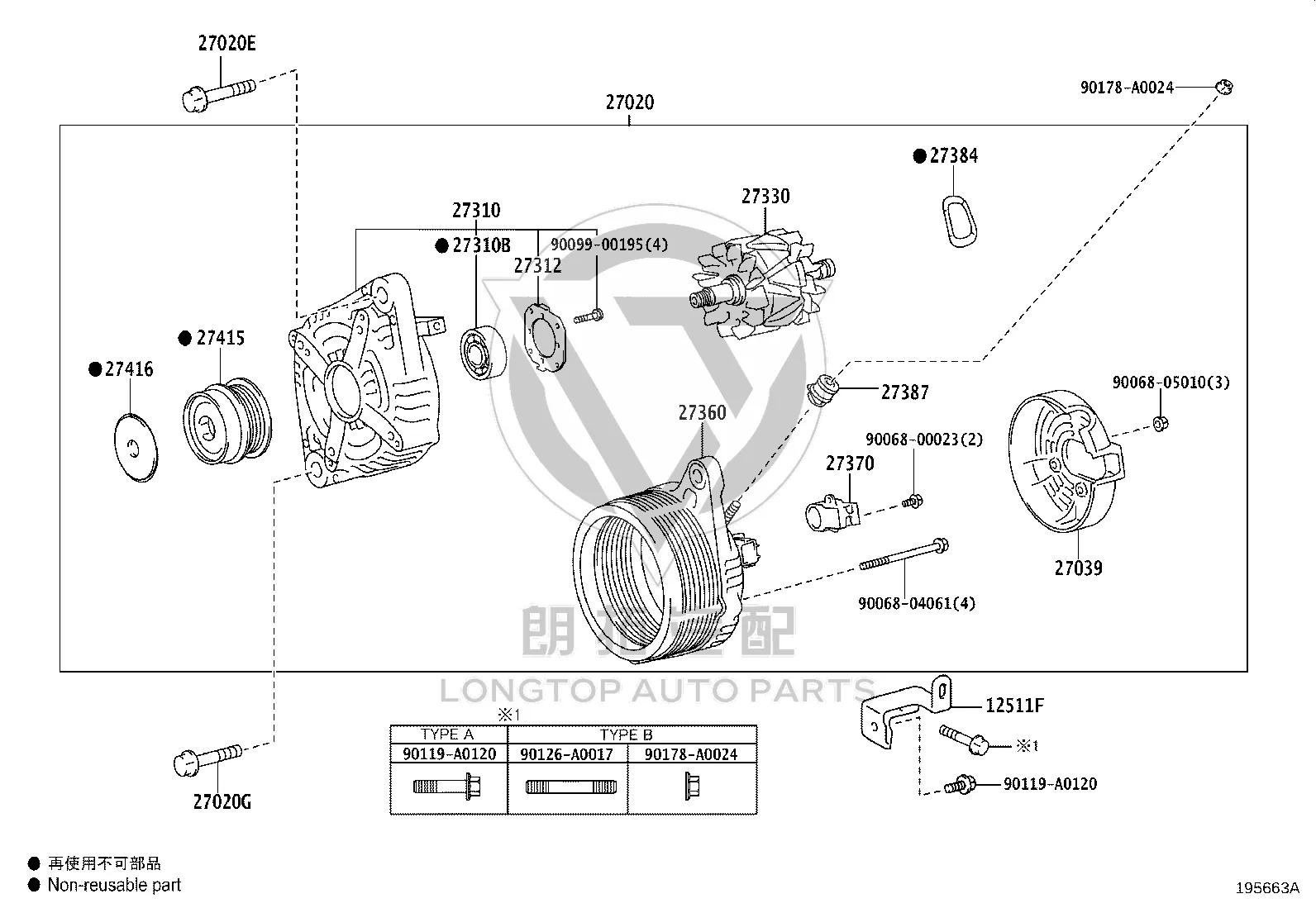 Alternator 27060-0P420 for Toyota Sienna