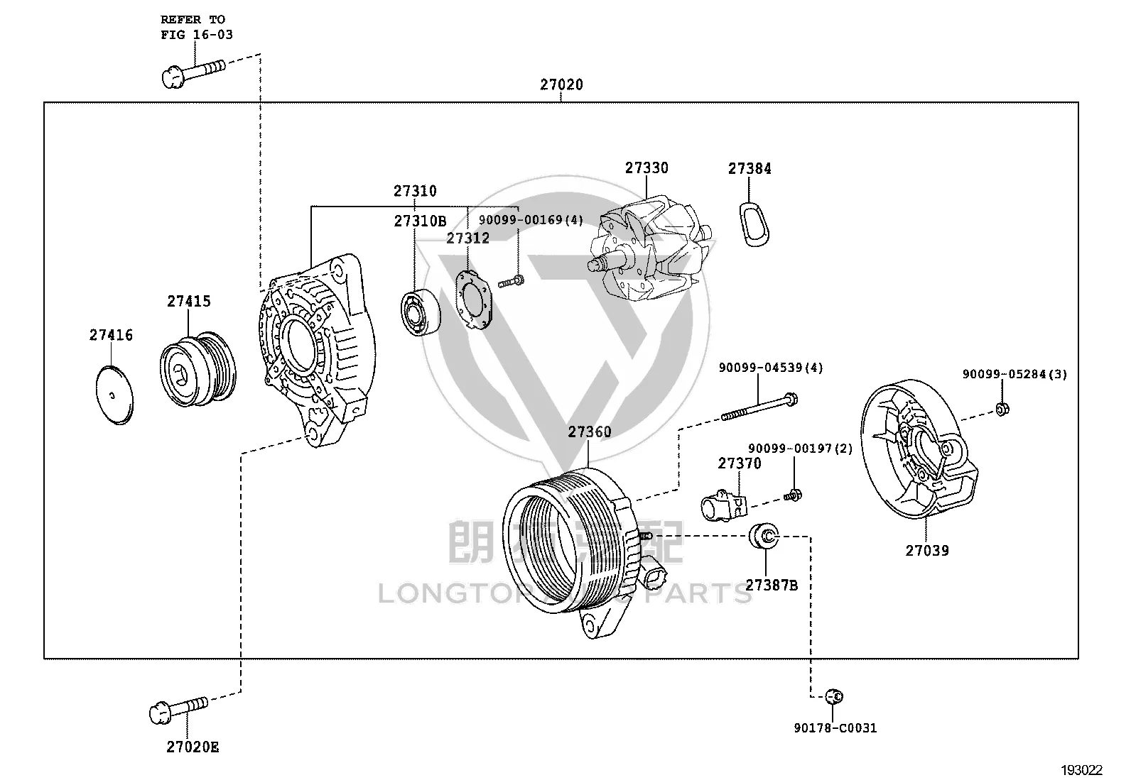 Alternator 27060-0T031 for Toyota Corolla