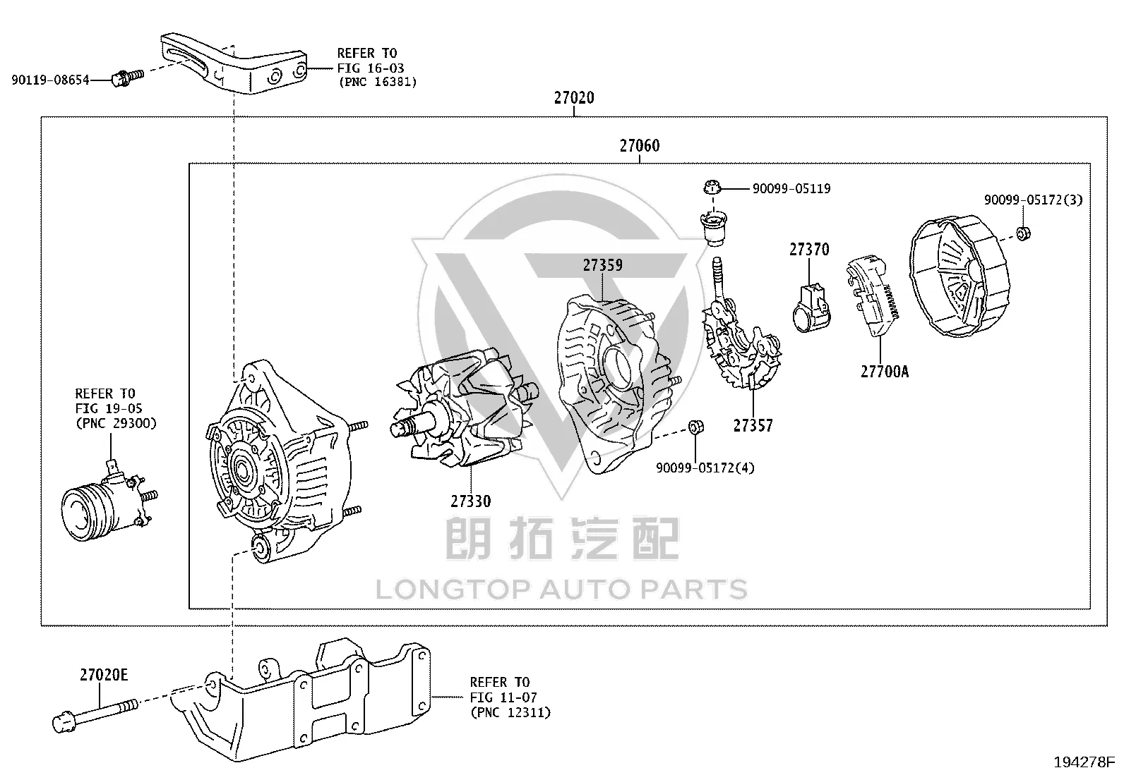 Generator 27060-30210 for Toyota Land Cruiser Prado