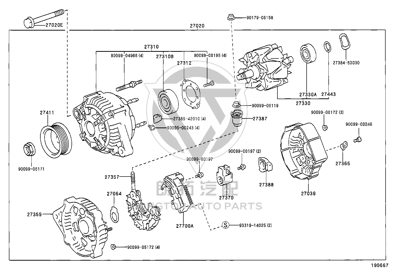 Generator 27060-50250 for Toyota Land Cruiser