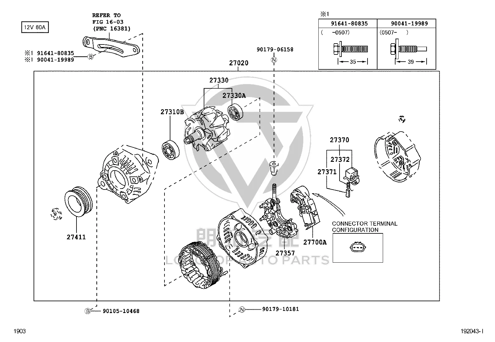 Generator bearing 27791-87707 for Toyota AVANZA