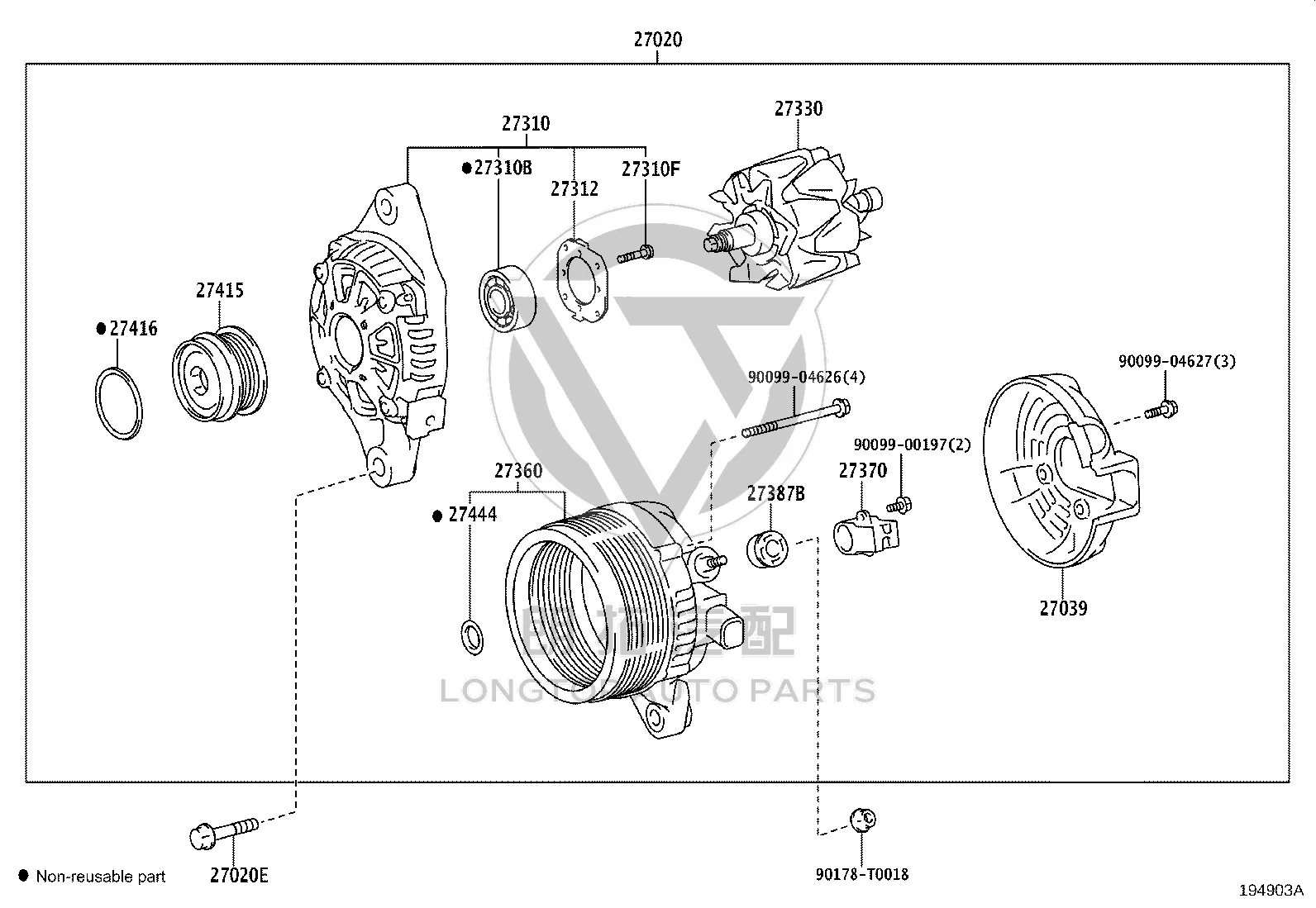 Alternator Pulley 27415-0W021 for Toyota ZELAS