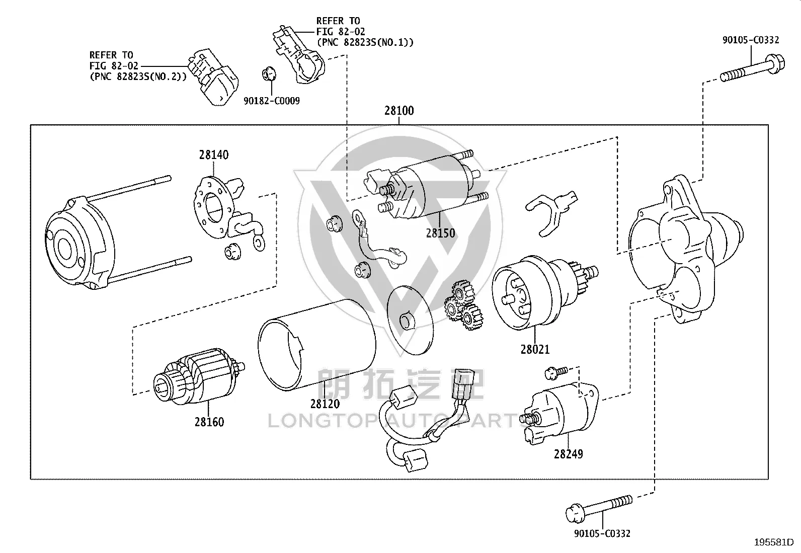 Starter carbon brush 28140-0V040 for Toyota AVALON