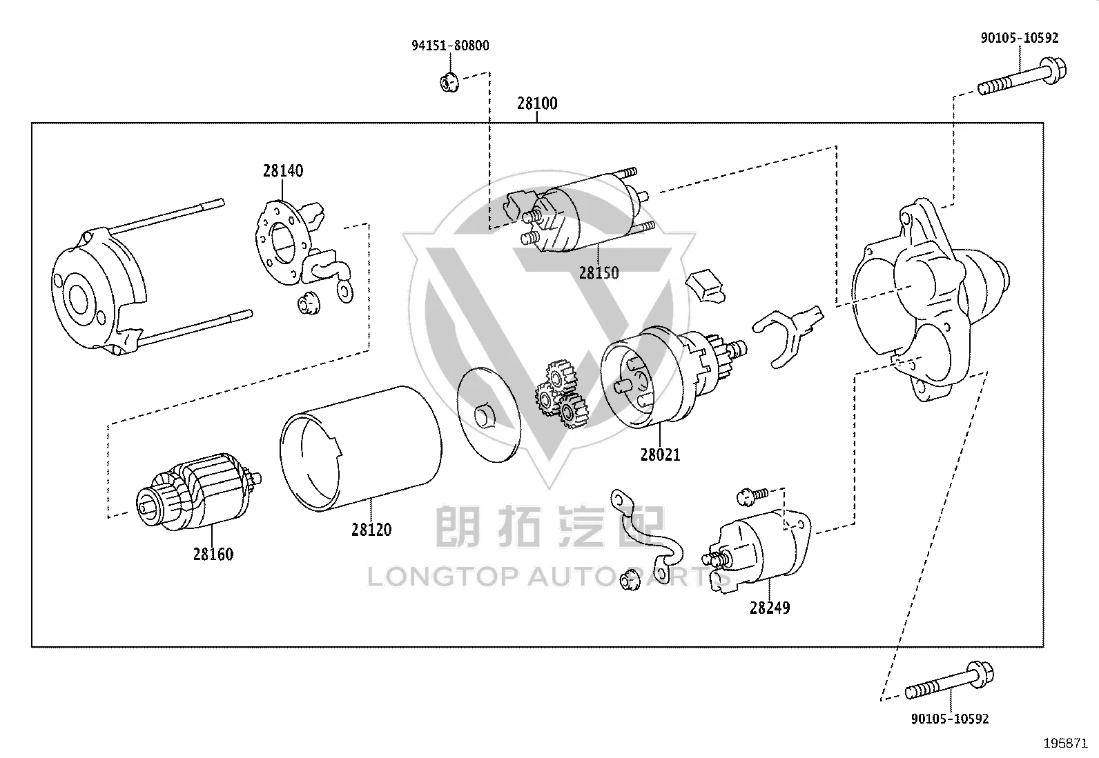 Starter Armature Assembly 28160-36110 for Toyota Alphard