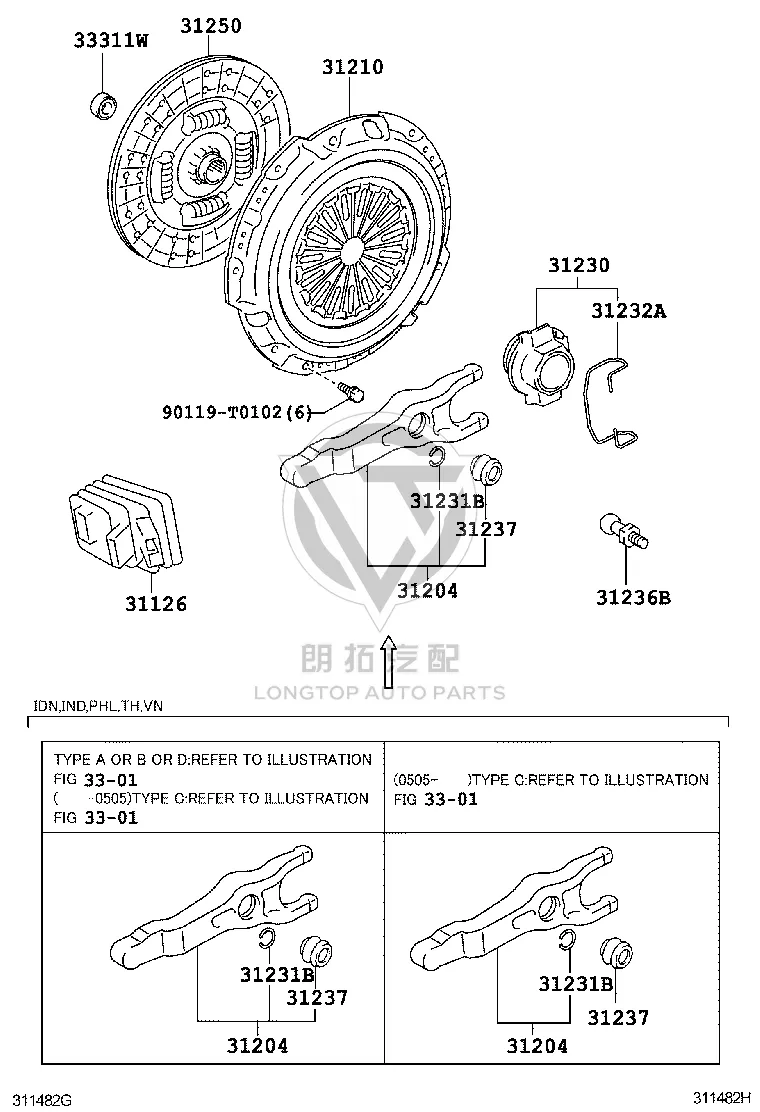 Clutch Pressure Plate 31210-0K190 for Toyota FORTUNER