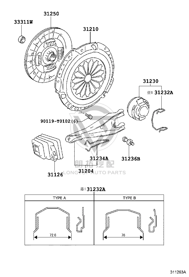 Release Bearing 31230-71020 for Toyota FORTUNER