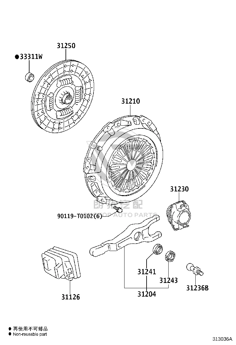 Clutch Plate 31250-0K281 for Toyota Fortuner
