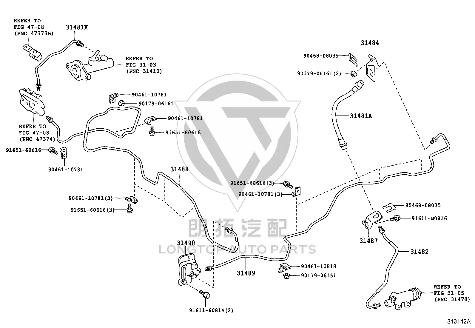 Release Pipe Retainer Plate 31487-36240 for Toyota Coaster