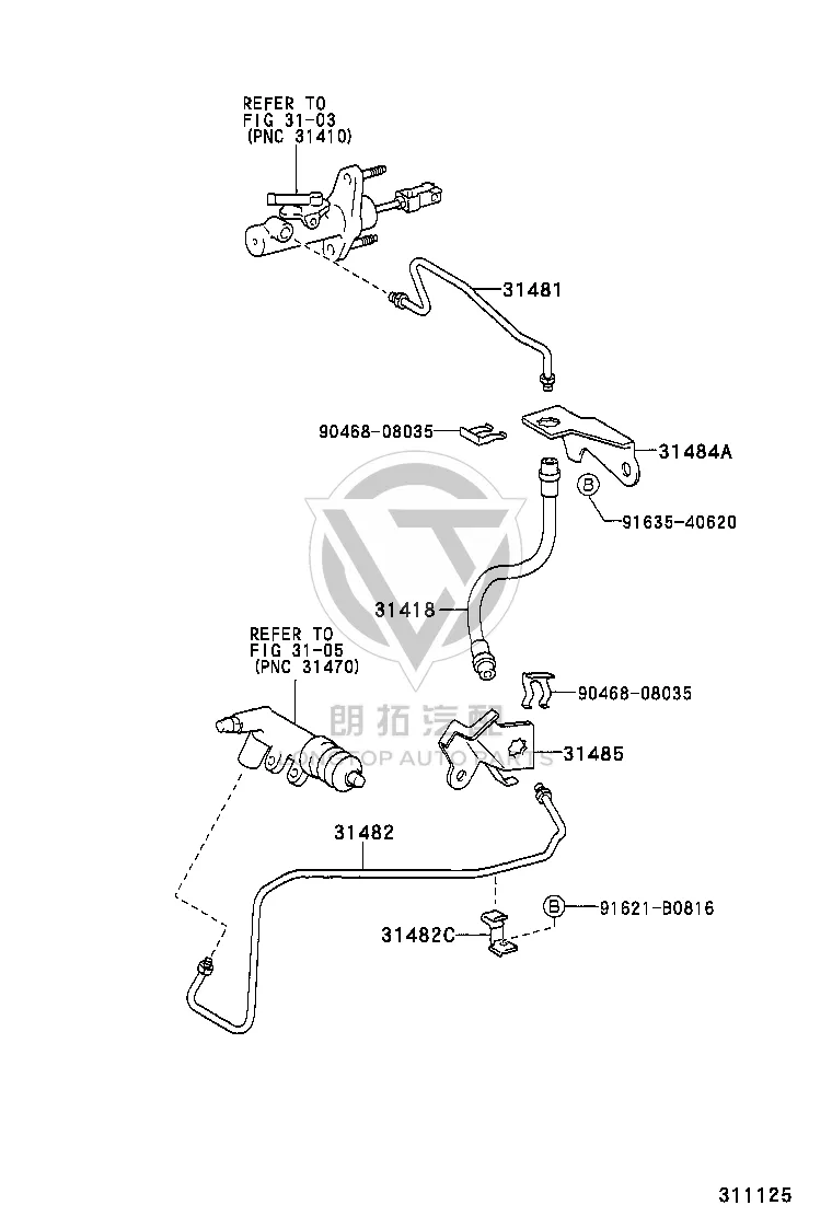 Clutch Tube Support 31484-52020 for Toyota XA