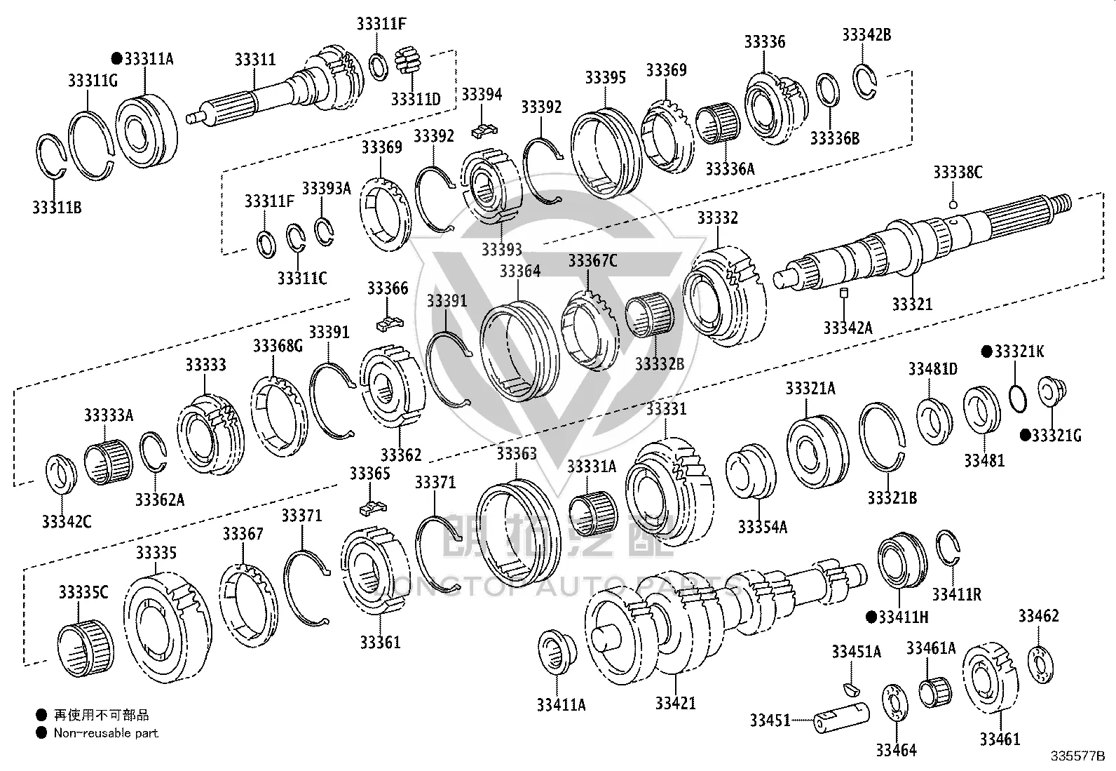 Third and Fourth Gear Synchronizer Ring 33368-36051 for Toyota Coaster