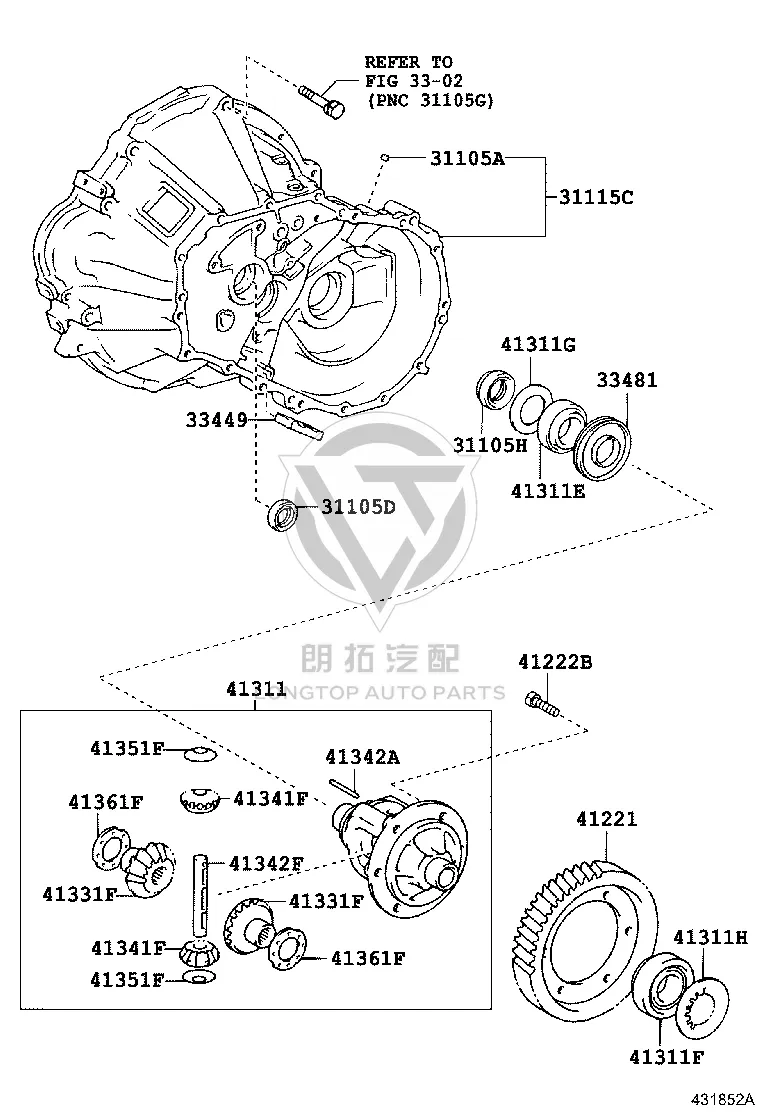Front Differential Planetary Gear Set 41301-20270 for Toyota ZELAS