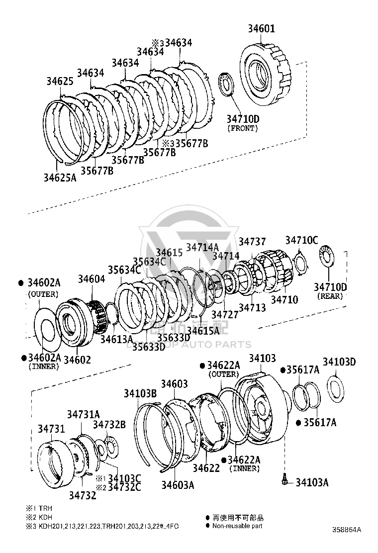 Clutch Disc for Overdrive Brake 34633-60010 for Toyota 4RUNNER