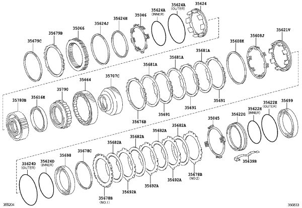 2# Brake Piston Return Spring Sub-Assembly 35045-22010 for Toyota Reiz