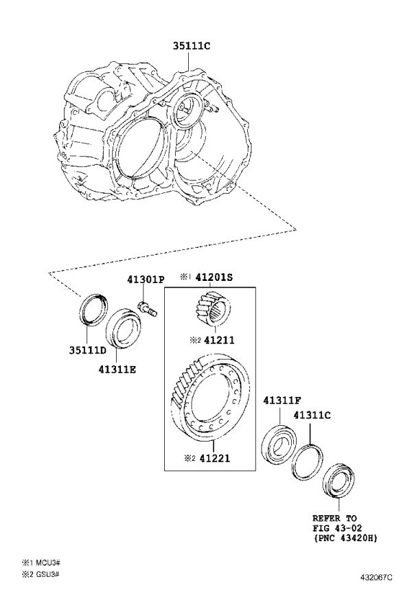 Front Transmission Case 35105-48022 for Toyota Highlander