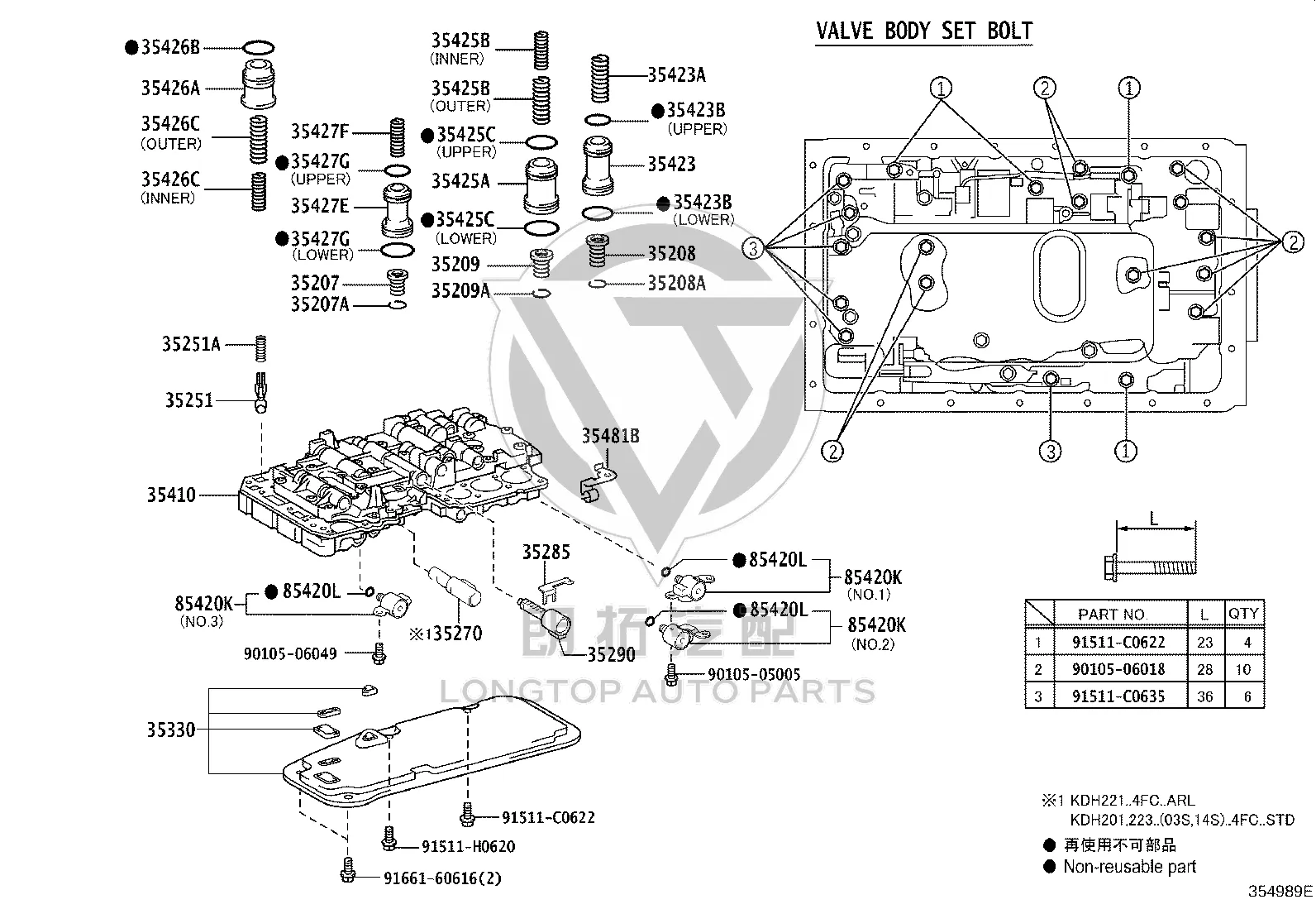 Transmission Valve Body 35410-71010 for Toyota Fortuner