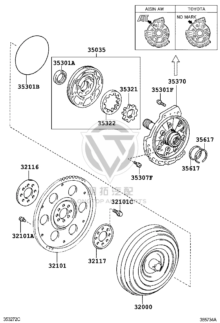 Transmission Oil Pump Drive Gear 35321-33080 for Toyota Alphard
