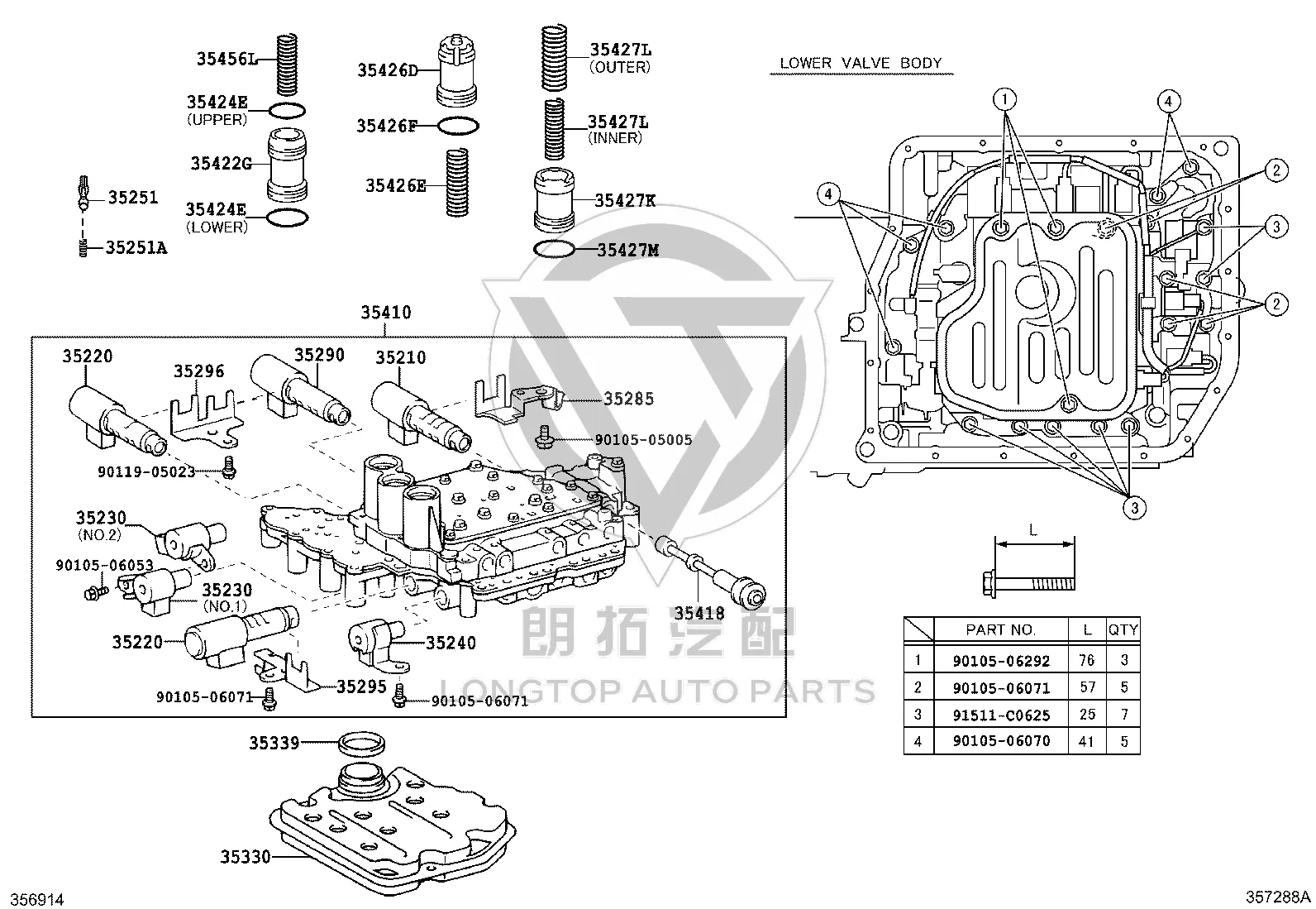 Transmission Valve Body 35410-48020 for Toyota Highlander