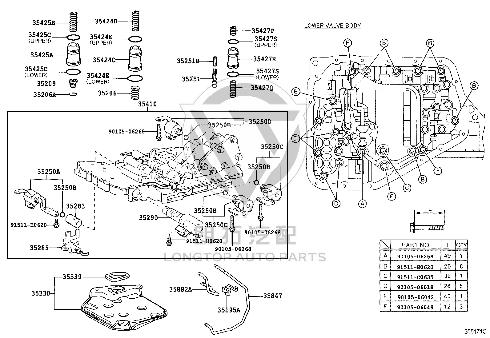 Transmission Valve Body 35410-52141 for Toyota Corolla