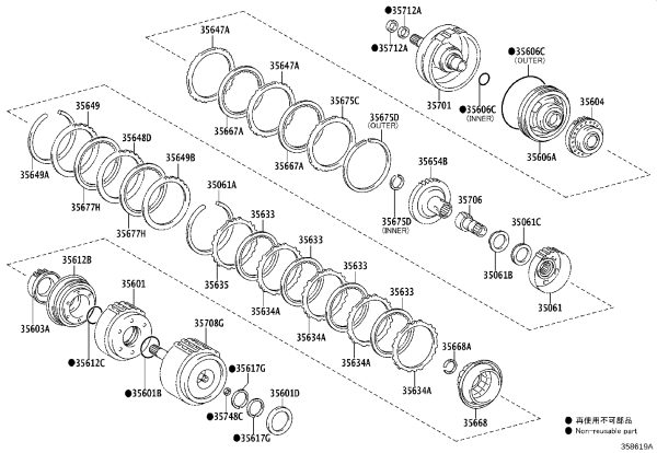 Sun gear sub-assembly of planetary gear train 35706-52010 for Toyota Corolla