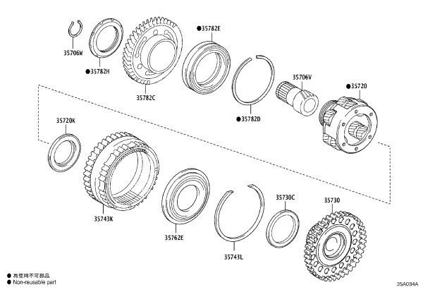 Planetary Sun Gear Sub-Assembly 35706-73010 for Toyota Camry