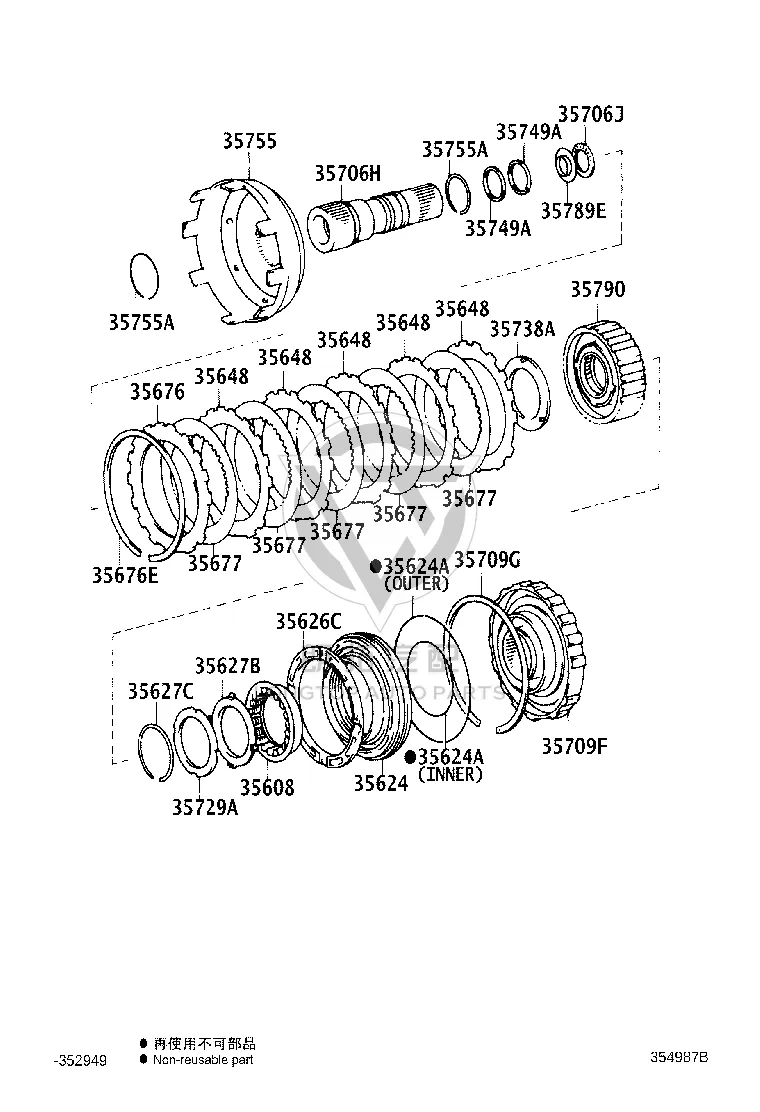 Sun gear shaft oil ring 35749-30010 for Toyota 4RUNNER