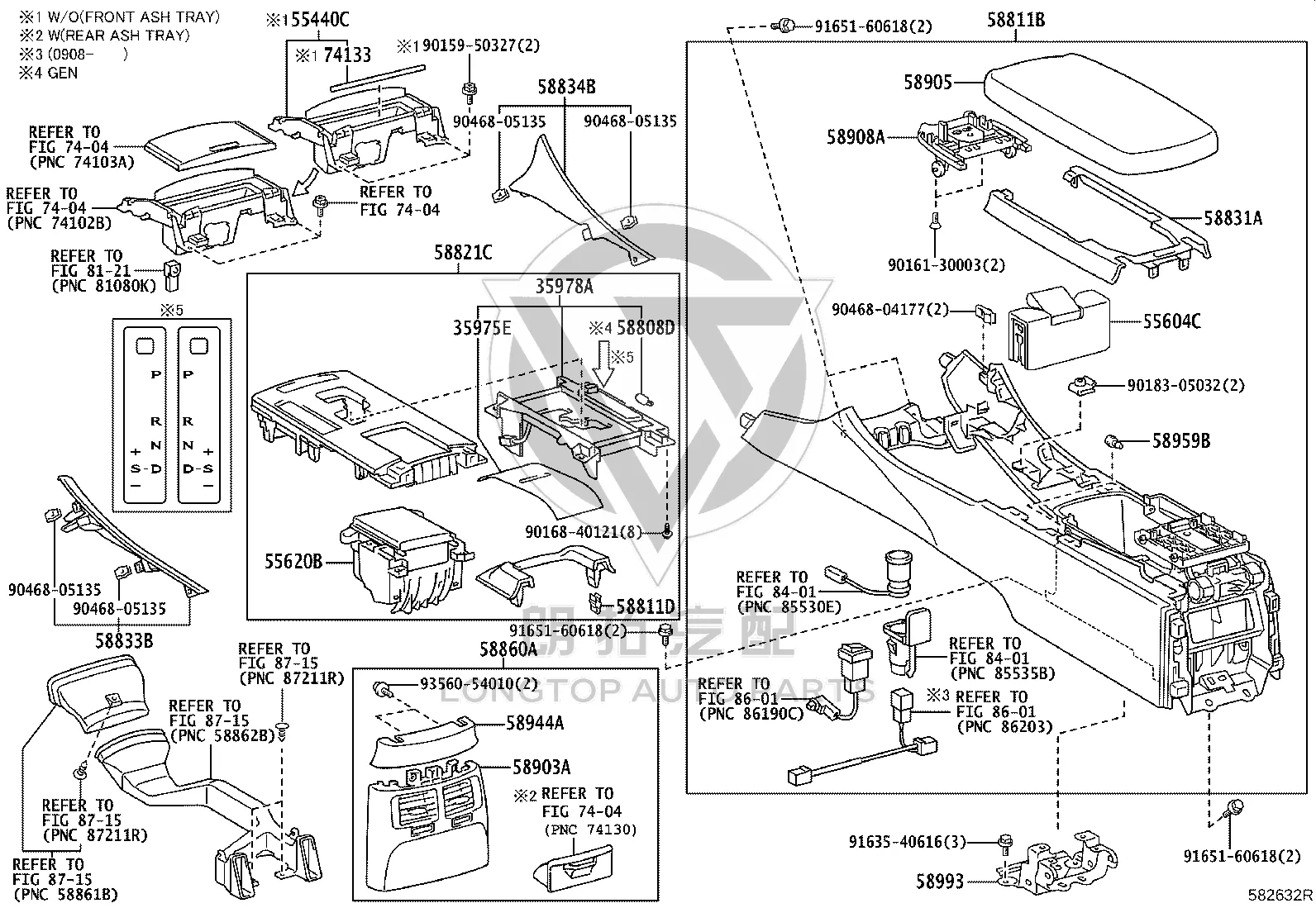 Rear Center Console Air Vent 58860-53010 for Lexus IS F