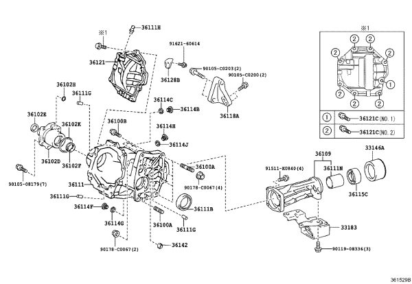 Oil plug in transfer case housing (rear) 36128-21010 for Toyota Highlander