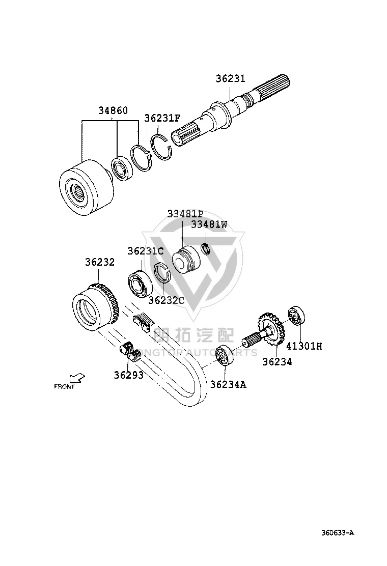 Transfer Case Front Output Shaft 36234-97501 for Toyota Sparky