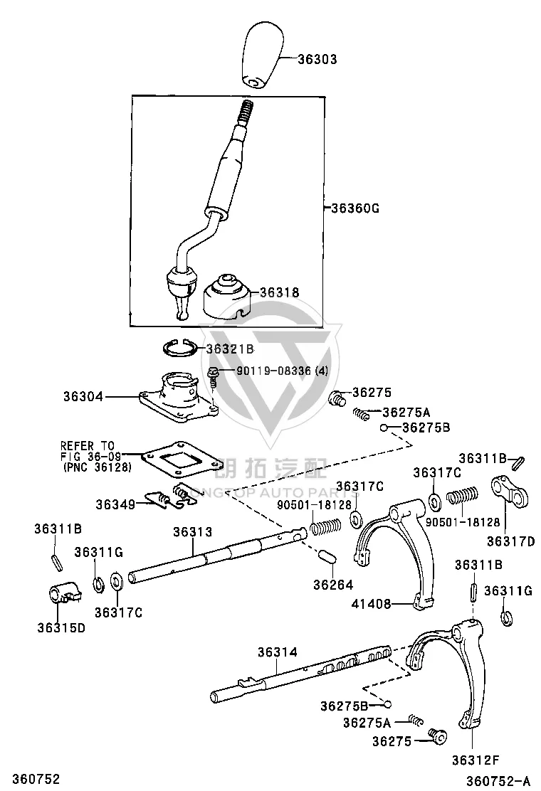 Gear Shift Lever Handle 36303-60310 for Toyota Land Cruiser Prado