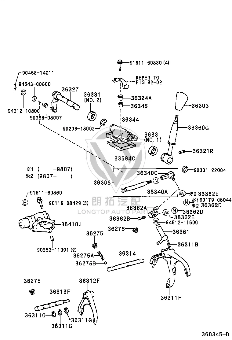 High and low gear shift lever assembly 36308-60240 for Toyota LAND CRUISER 100