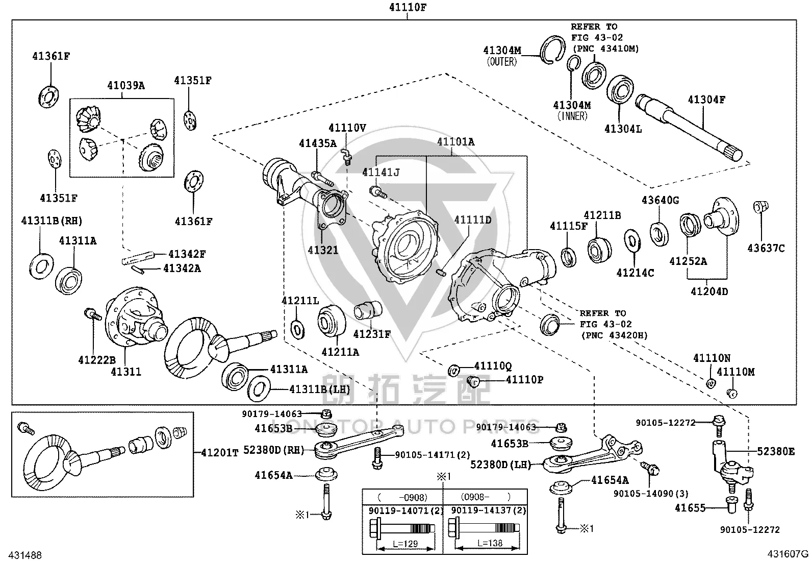 Front Axle Differential Rear Bracket 52380-60050 for Toyota 4RUNNER