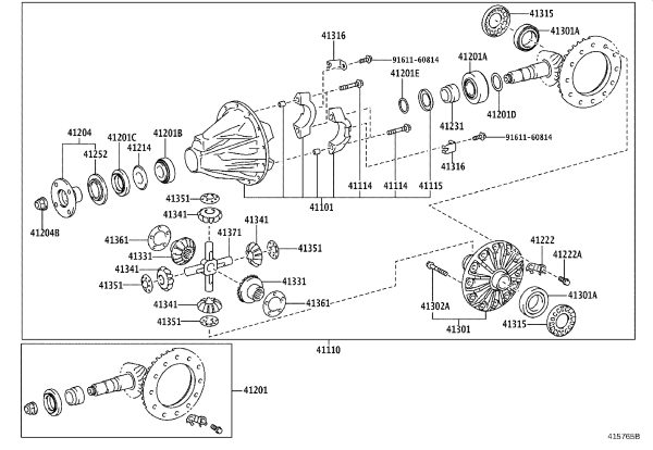 Front Differential Planetary Gear Set 41301-36030 for Toyota Coaster