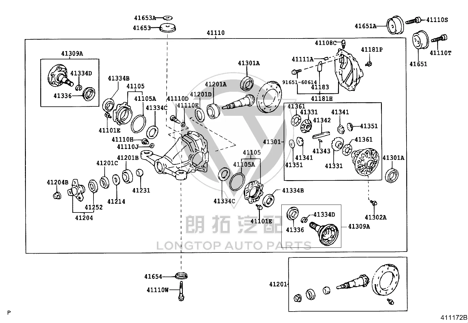 Rear Differential Bracket Rubber (Right) 41651-50140 for Toyota Celsior