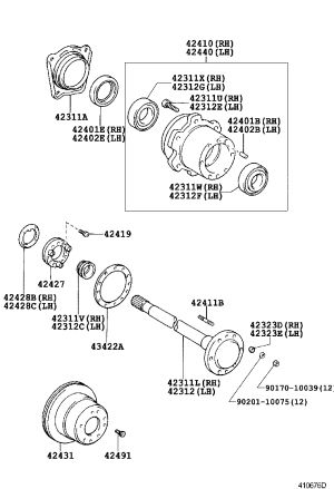Rear Axle Left 42301-60901 for Toyota Land Cruiser