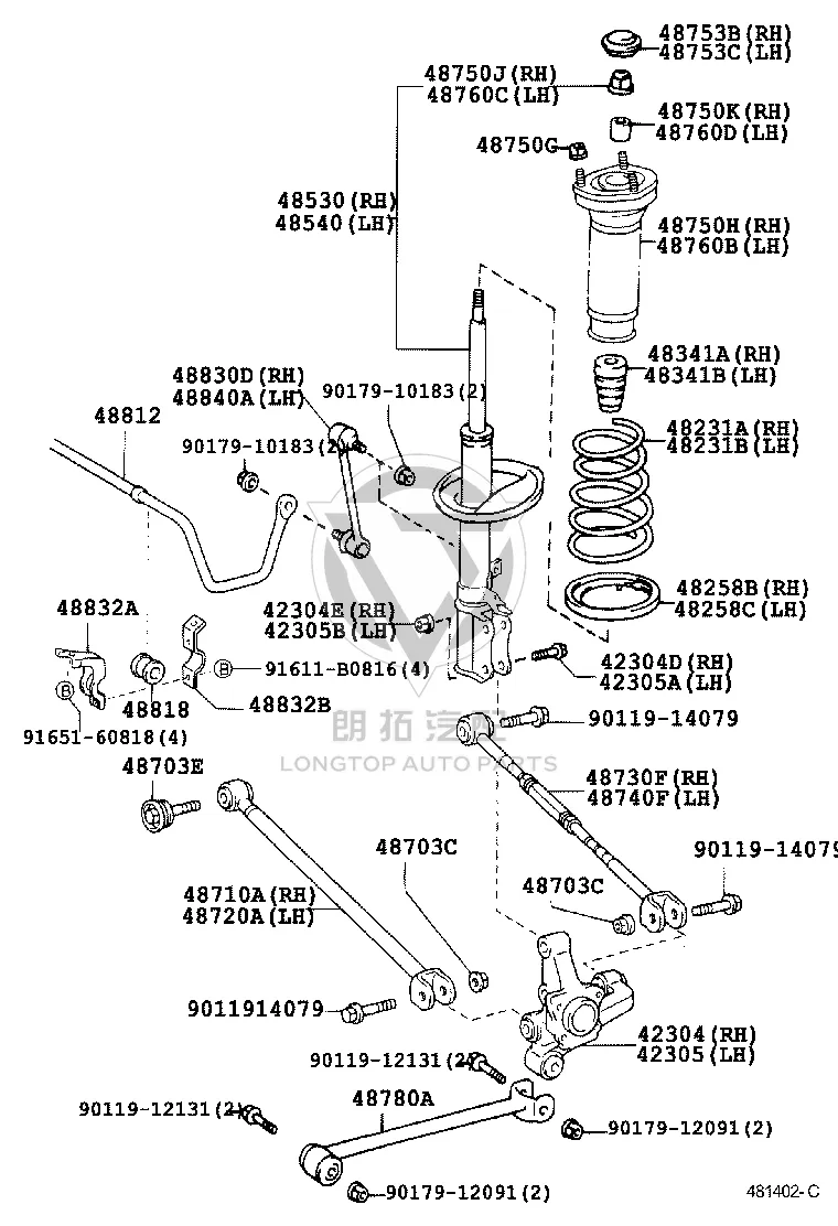 Rear Steering Knuckle 42305-48010 for Toyota Avalon