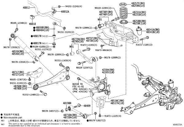 Rear Lower Control Arm 48730-42040 for Toyota Harrier