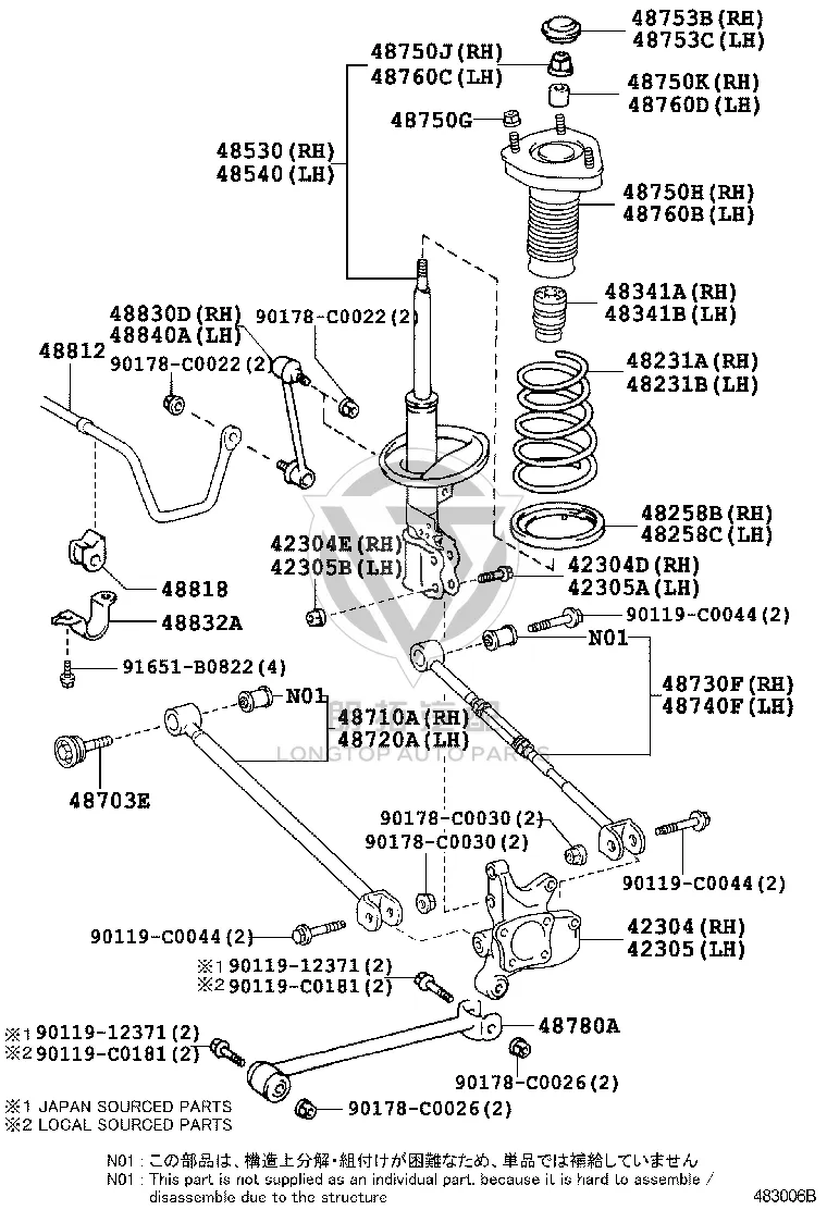 Rear Steering Knuckle (Left) 42305-0E030 for Toyota Highlander