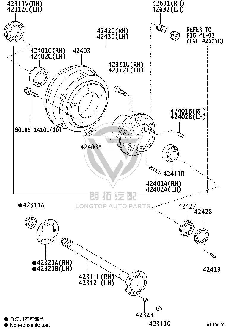 Wheel Bolt (Rear Right) 42631-55031 for Toyota Coaster