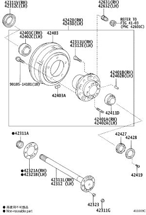 Wheel Bolt (Rear Right) 42631-55031 for Toyota Coaster