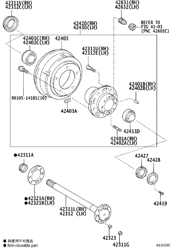 Wheel Bolt (Rear Right) 42631-55031 for Toyota Coaster