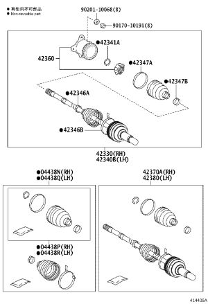 Rear Axle Shaft Right 42340-48140 for Lexus RX Series