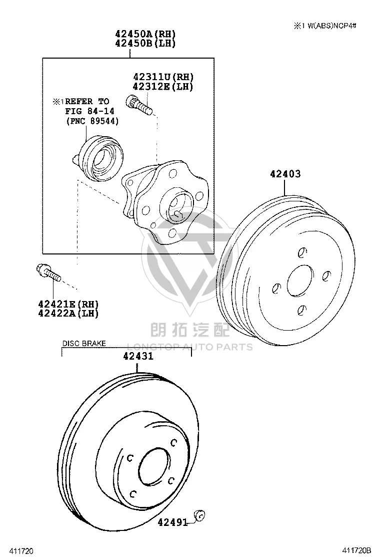Rear Wheel Hub and Bearing Assembly 42410-0D030 for Toyota Vios