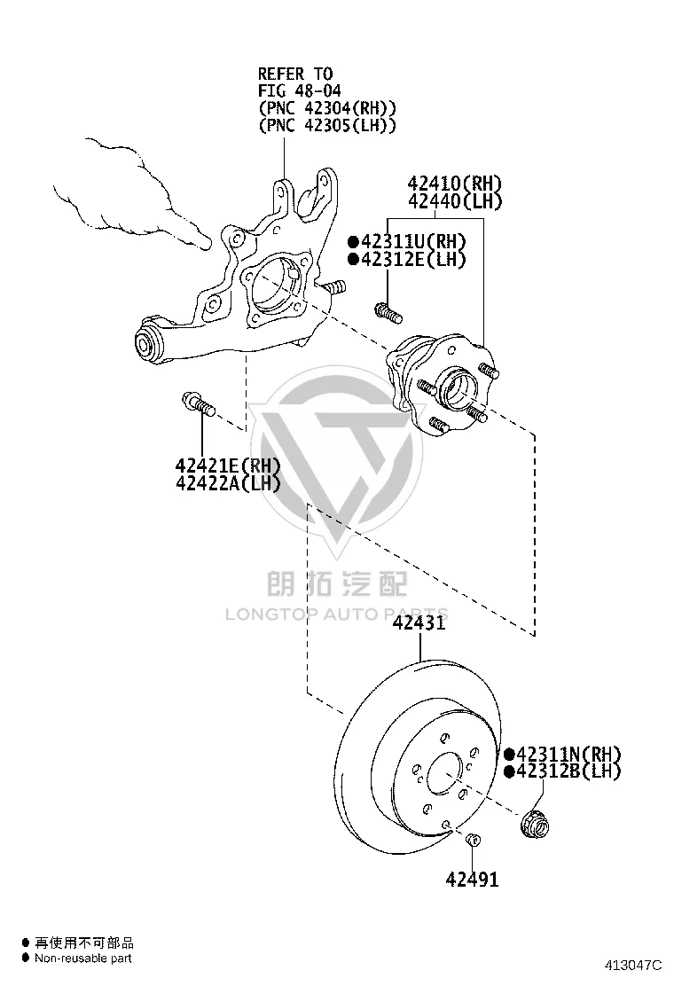 Rear Wheel Hub Bearing Assembly 42410-48060 for Lexus RX