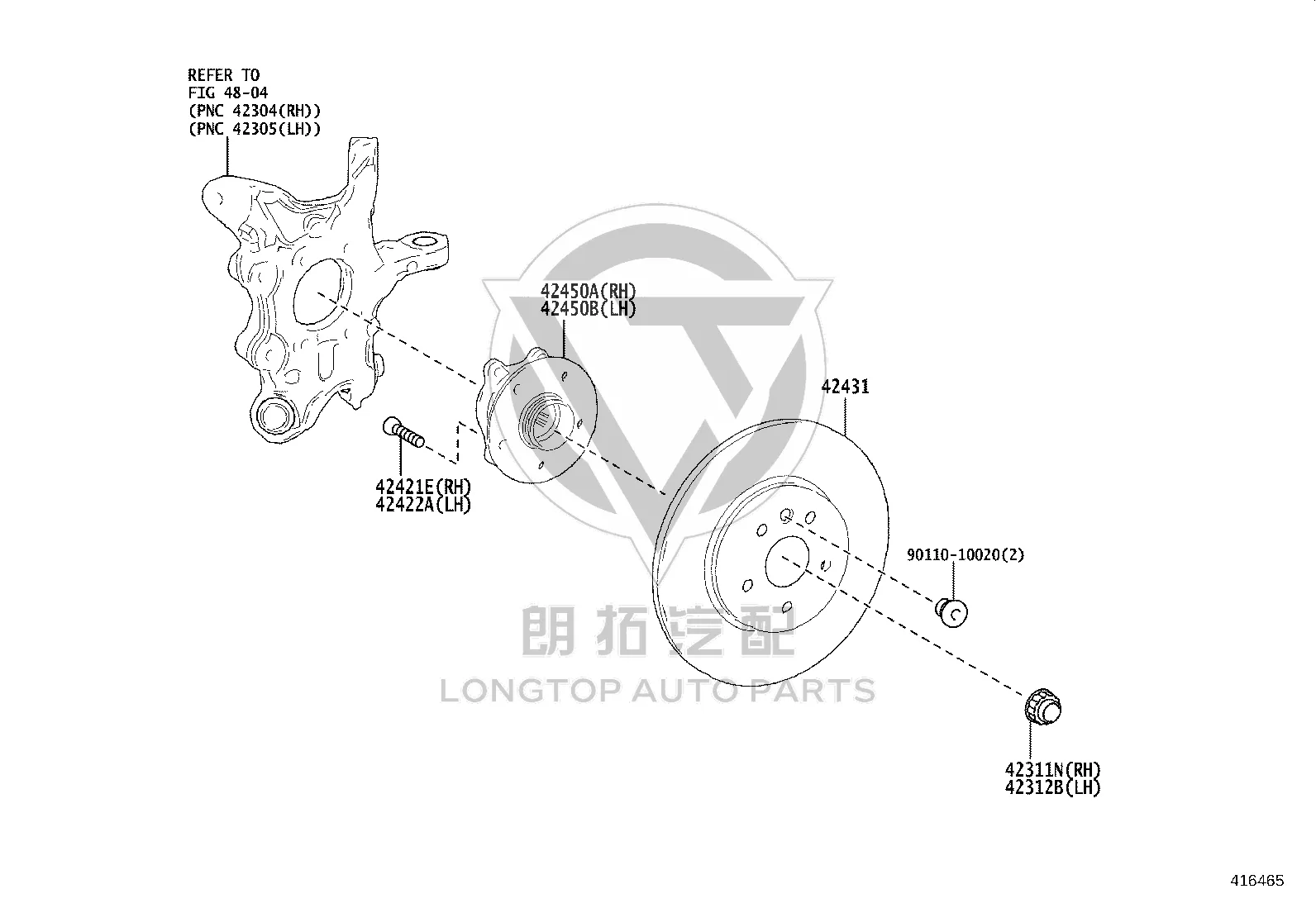 Rear Wheel Hub Bearing Assembly 42410-48080 for Toyota Alphard