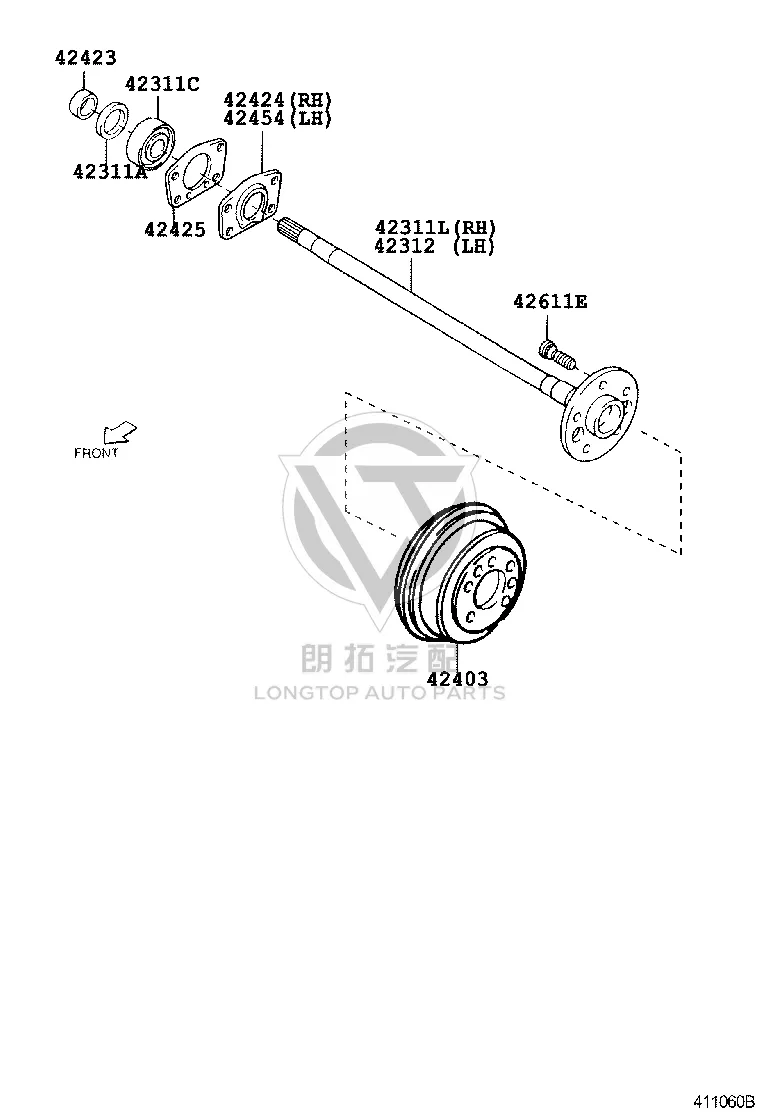 Rear axle bearing retainer liner 42425-87403 for Toyota CAMI