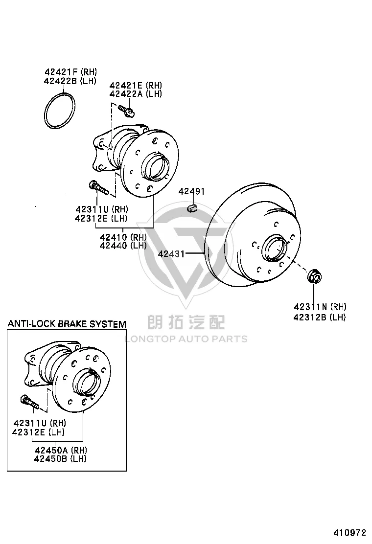 Rear Right Brake Rotor 42431-07030 for Toyota Avalon