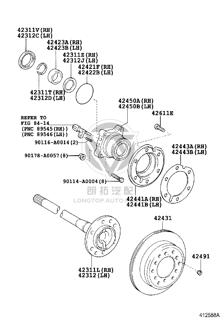 Rear Wheel Hub Bearing Assembly 42460-0C011 for Toyota Tundra